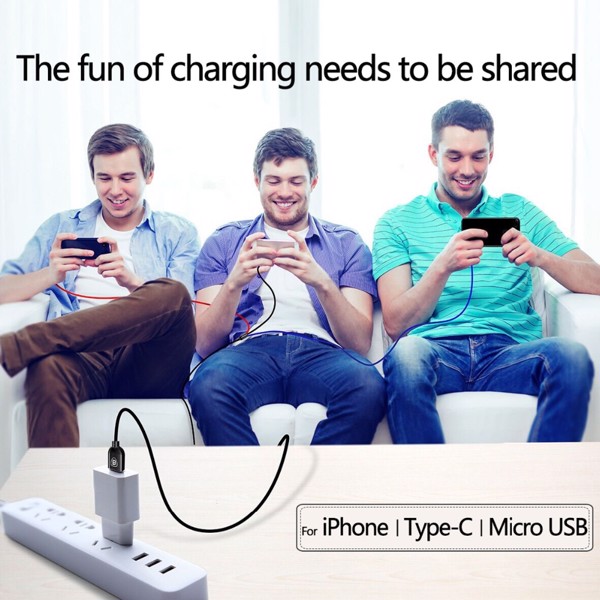 Cáp sạc nhanh 3 đầu kết nối iPhone, Type C, Micro USB Baseus Three Primary Colors 3 in 1