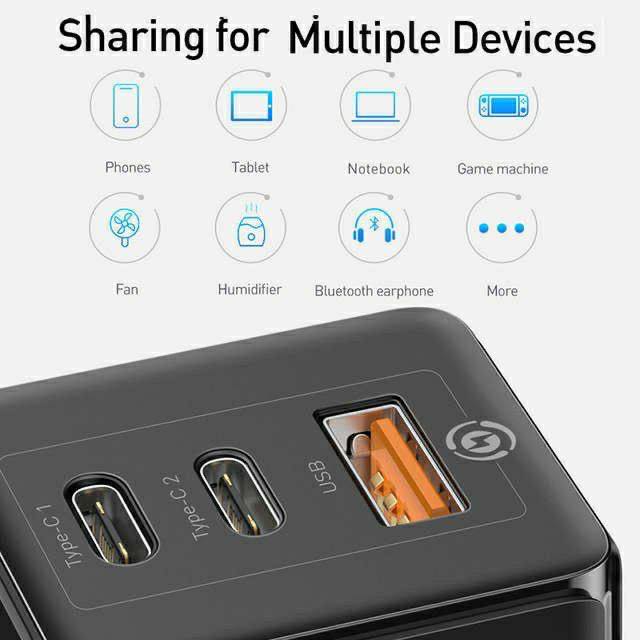 Củ sạc nhanh 65W Baseus GaN 2 Pro Quick Charger (1 USB + 2 Type C)