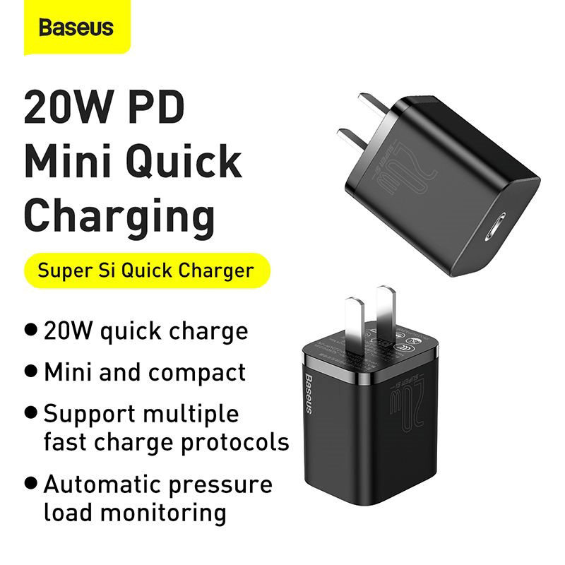 Củ sạc nhanh 20W iPhone 11 / iPhone 12 / iPhone 13 Type C Baseus Super Si Quick Charger
