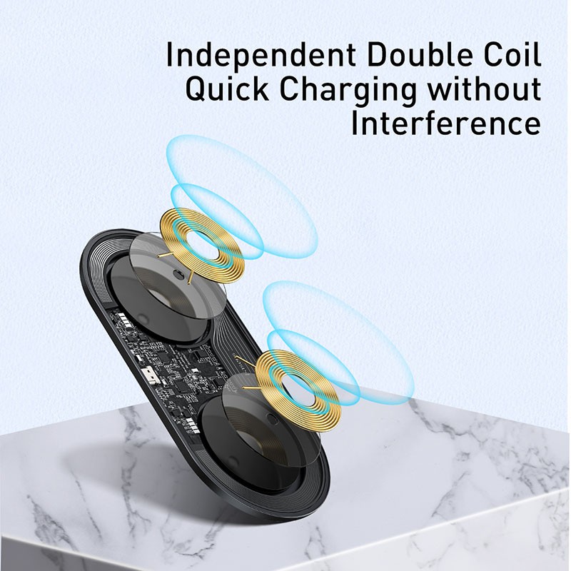 Bộ đế sạc nhanh không dây Baseus Simple 2 in 1 Wireless Charger Pro Edition 15W