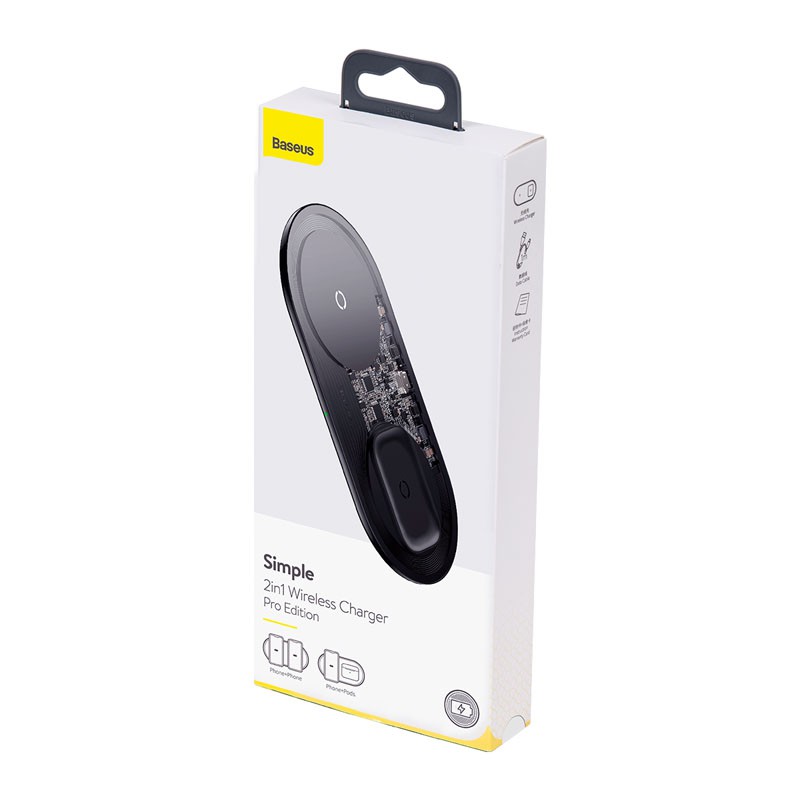 Bộ đế sạc nhanh không dây Baseus Simple 2 in 1 Wireless Charger Pro Edition 15W