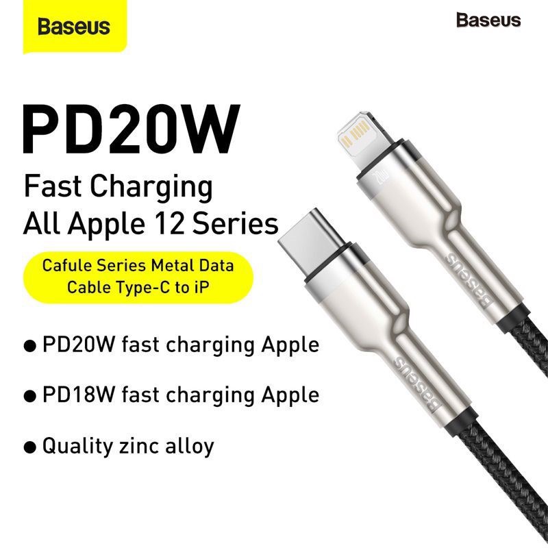 Cáp sạc nhanh 20W Type C to iPhone Baseus Metal Data siêu bền