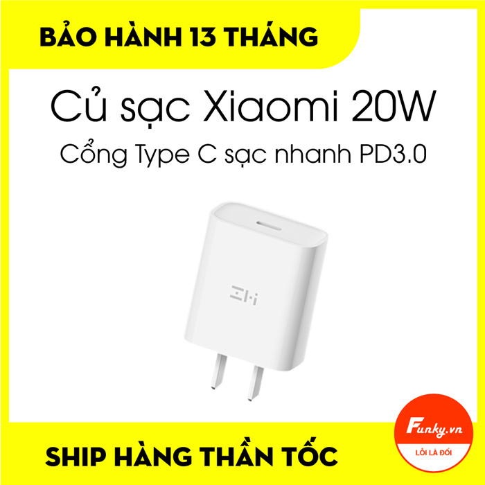 Củ sạc nhanh 20W Xiaomi Zmi HA716 Type C PD3.0