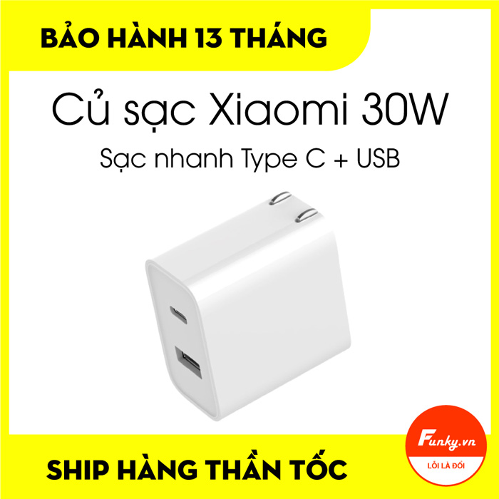 Củ sạc nhanh Xiaomi 30W PD3.0 USB + Type C